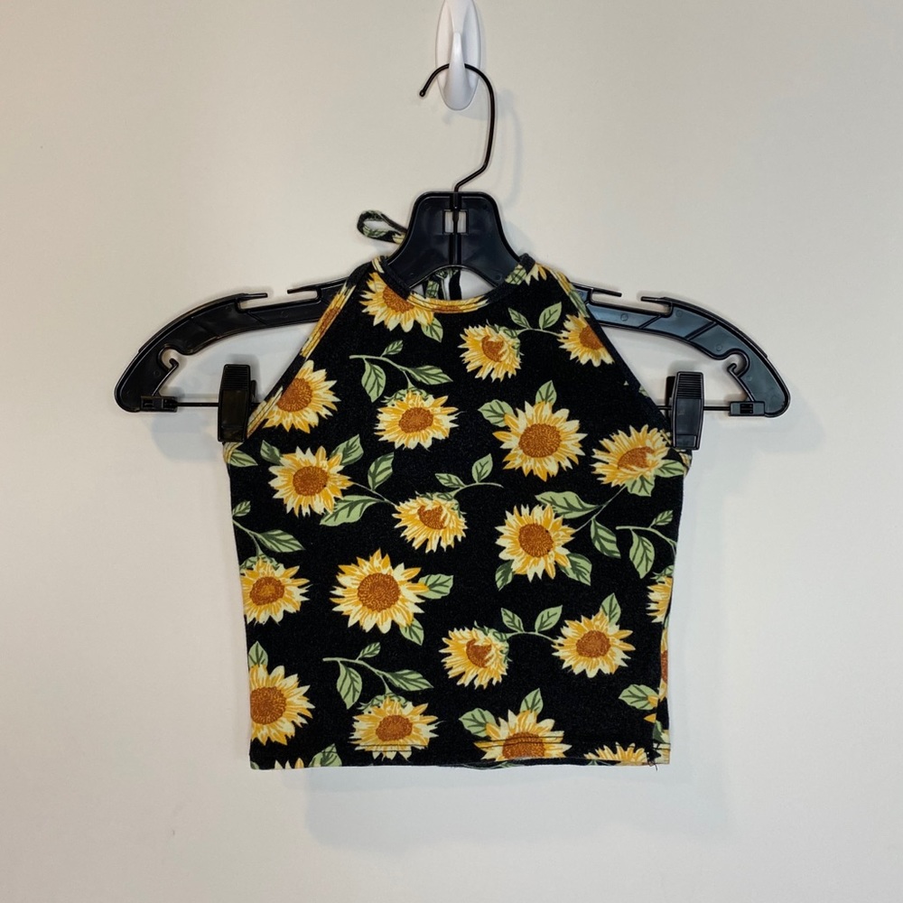 Sunflower halter crop top
